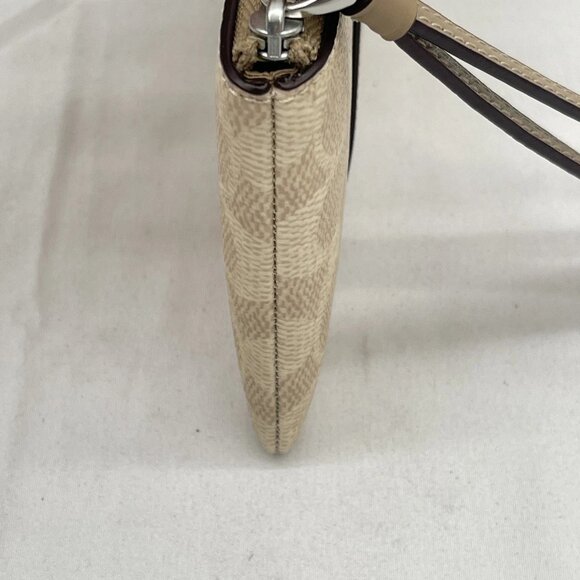 NEW COACH Corner Zip Wristlet in Signature Canvas with Stripe CW854 Sand/Taupe - Picture 6 of 11